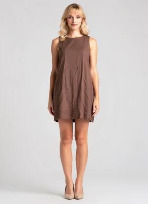 Rochie scurtă fără mâneci fără mâneci maro TIFFOSI femeie
