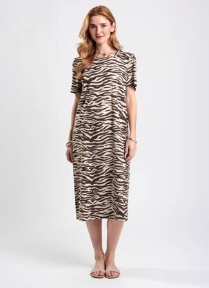 Rochie midi mâneci scurte mâneci scurte maro STREET ONE femeie