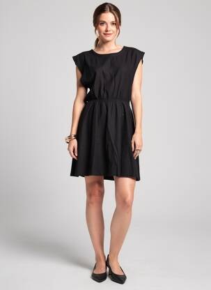 Rochie midi mâneci scurte mâneci scurte negru ICHI femeie