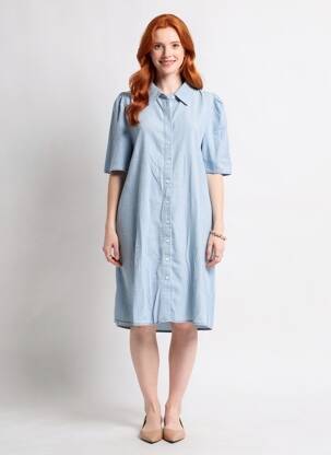Rochie midi mâneci scurte mâneci scurte albastru ICHI femeie