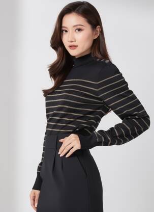 Pulover elasticitate mâneci lungi negru FREEMAN T.PORTER femeie