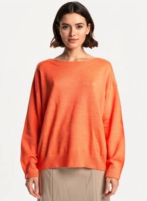 Pulover elasticitate mâneci lungi portocalie ICHI femeie