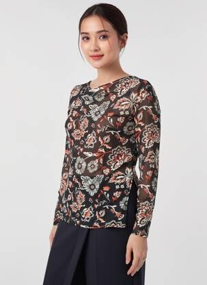 Top elasticitate mâneci lungi negru BLUTSGESCHWISTER femeie