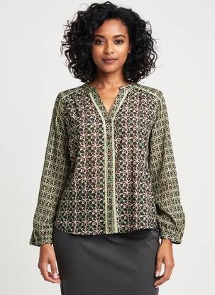 Top țesătură crep mâneci lungi verde WHITE STUFF femeie