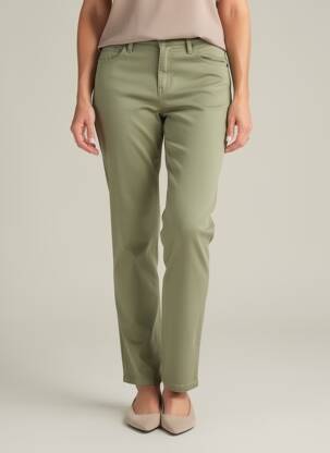 Pantalon slim țesătură poplin mărime normală verde LCDN femeie