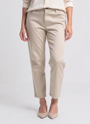 Pantalon slim țesătură poplin mărime normală bej LCDN femeie
