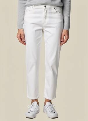 Pantalon slim țesătură poplin mărime normală alb LCDN femeie