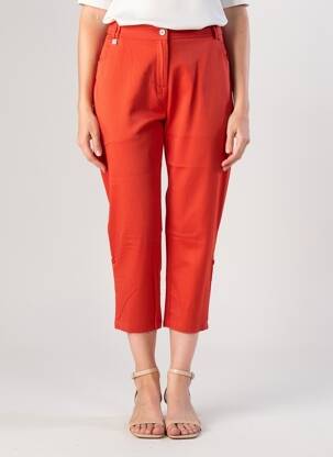 Pantalon trei sferturi țesătură poplin maro AGATHE & LOUISE femeie