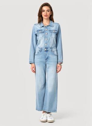 Salopetă-pantalon închidere cu nasturi pe față mâneci lungi albastru MAISON ONADO femeie