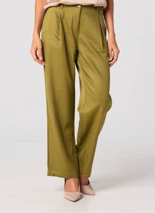Pantalon drept țesătură poplin mărime normală verde SURKANA femeie