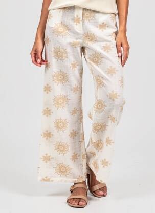 Pantalon drept talie elastică mărime normală bej SURKANA femeie