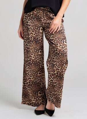 Pantalon drept țesătură poplin mărime normală maro ICHI femeie