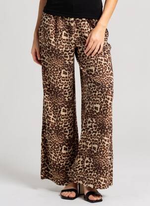 Pantalon larg croială fluidă mărime normală bej ICHI femeie
