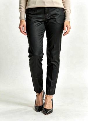 Pantalon slim țesătură acoperită mărime normală negru GEISHA femeie