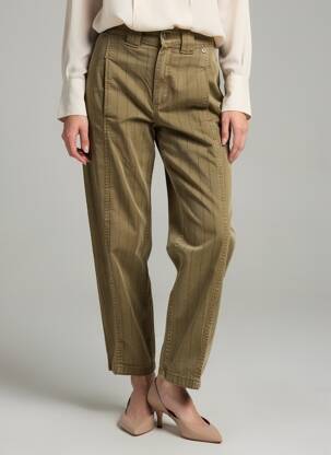 Pantalon drept țesătură poplin mărime normală verde FREEMAN T.PORTER femeie