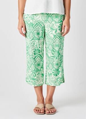 Pantalon 7/8 talie elastică mărime normală verde ICHI femeie