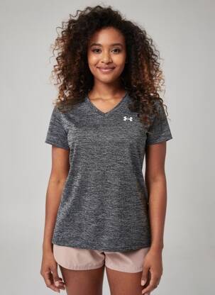 Tricou guler în v mâneci scurte gri UNDER ARMOUR femeie
