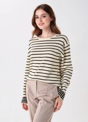 Pulover elasticitate mâneci lungi bej KAFFE femeie