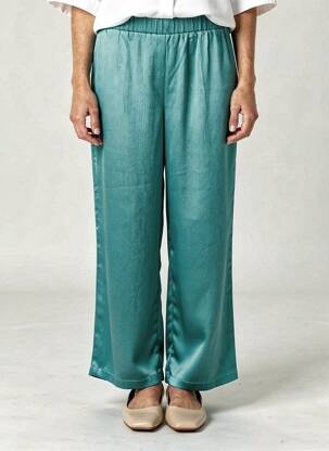 Pantalon drept țesătură crep mărime normală albastru KAFFE femeie