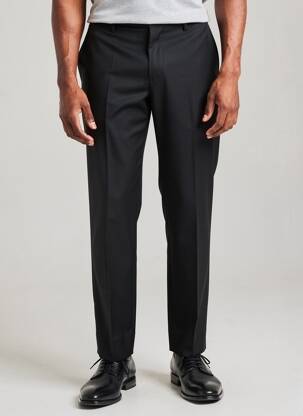 Pantalon slim țesătură poplin mărime normală negru MANUFACTURE bărbat