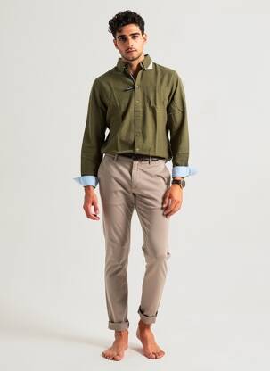 Cămașă cu mâneci lungi buzunare verde FQ1924 bărbat