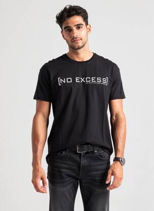 Tricou croială cambrată mâneci scurte negru NO EXCESS bărbat