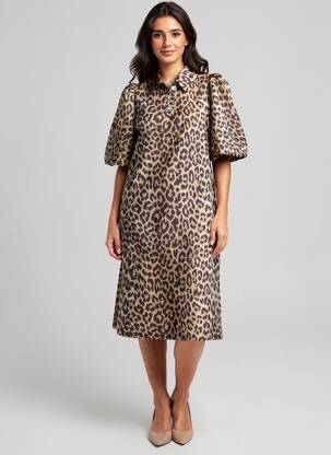 Rochie midi mâneci scurte mâneci scurte maro CULTURE femeie
