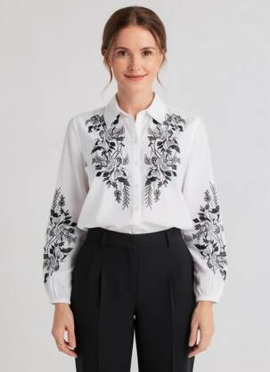 Cămașă croială dreaptă mâneci lungi alb CREAM femeie