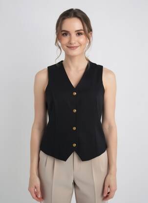 Top elasticitate fără mâneci negru CREAM femeie