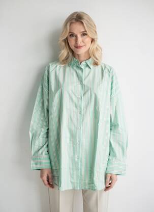 Cămașă croială dreaptă mâneci lungi verde GARCIA femeie
