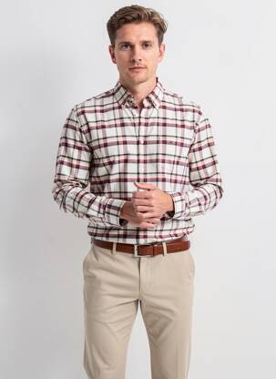 Cămașă cu mâneci lungi imprimeu scoțian roșu TOMMY HILFIGER bărbat