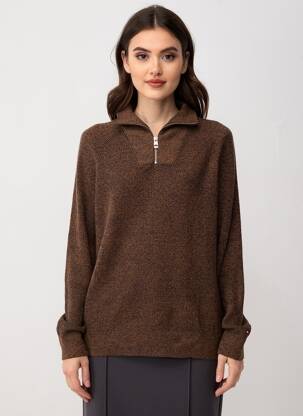 Pulover croială dreaptă mâneci lungi maro TOMMY HILFIGER femeie