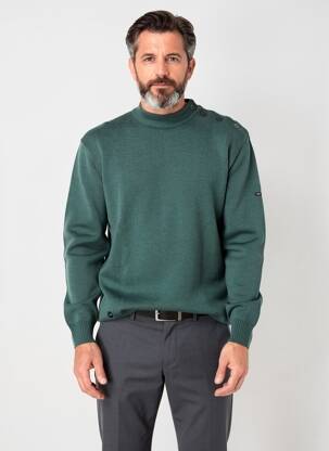 Pulover guler rotund mâneci lungi verde SAINT JAMES bărbat