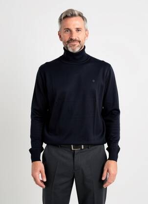 Pulover cu guler înalt croială cambrată mâneci lungi negru COFOX bărbat
