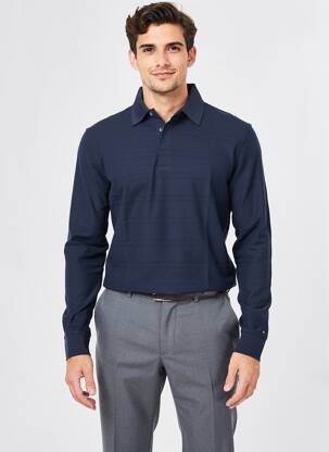 Pulover guler polo mâneci lungi albastru TOMMY HILFIGER bărbat
