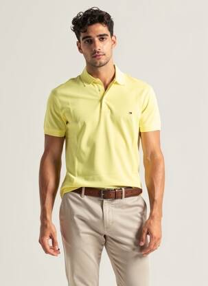 Polo elasticitate mâneci scurte galben TOMMY HILFIGER bărbat