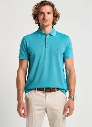 Polo elasticitate mâneci scurte albastru TOMMY HILFIGER bărbat