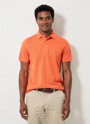 Polo elasticitate mâneci scurte portocalie TOMMY HILFIGER bărbat