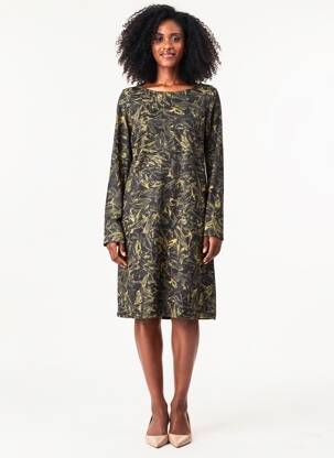 Rochie midi imprimeu fantezie mâneci lungi negru AGATHE & LOUISE femeie