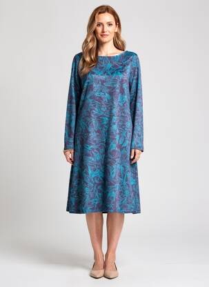Rochie midi imprimeu fantezie mâneci lungi albastru AGATHE & LOUISE femeie