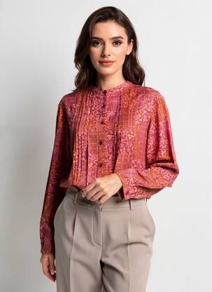 Bluză țesătură poplin mâneci lungi violet AGATHE & LOUISE femeie
