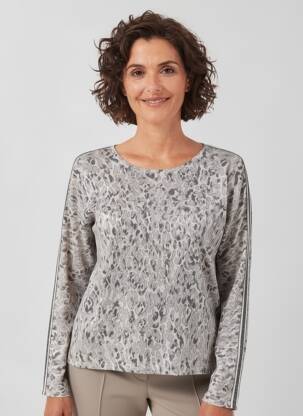 Top elasticitate mâneci lungi gri BARBARA LEBEK femeie