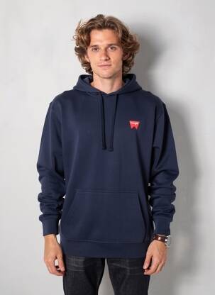 Hanorac cu glugă serigrafie flockată mâneci lungi albastru WRANGLER bărbat