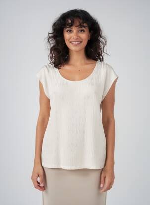 Top elasticitate mâneci scurte bej SPG WOMAN femeie