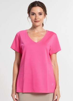 Tricou guler în v mâneci scurte roz NOOS NOOS femeie