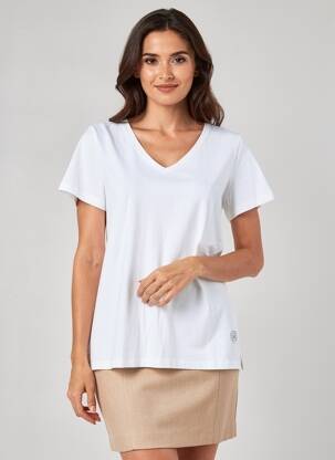 Tricou guler în v mâneci scurte alb NOOS NOOS femeie