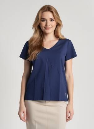 Tricou guler în v mâneci scurte albastru NOOS NOOS femeie