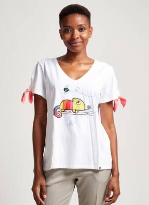 Tricou guler în v mâneci scurte alb NOOS NOOS femeie