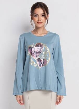 Tricou mâneci lungi mâneci lungi albastru NOOS NOOS femeie