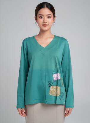 Tricou mâneci lungi mâneci lungi verde NOOS NOOS femeie